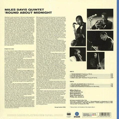Miles Davis - Round About Midnight Transparent Blue Vinyl Edition