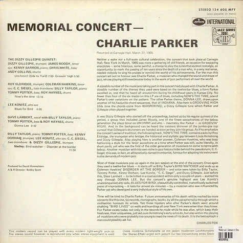 V.A. - Memorial Concert Charlie Parker
