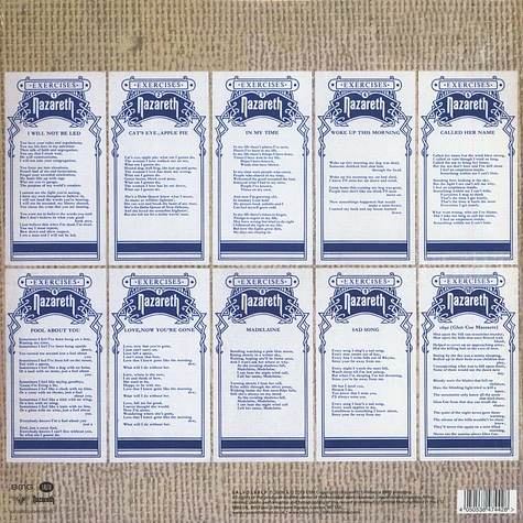 Nazareth - Exercises Blue Vinyl Edition