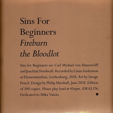 Sins For Beginners (CM Von Hausswolff & Joachim Nordwall) - Fireburn The Bloodlot