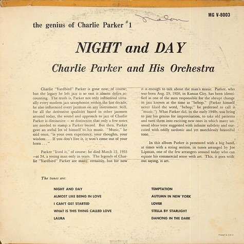 Charlie Parker And His Orchestra - Night And Day