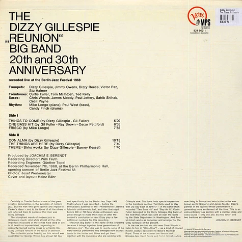 Dizzy Gillespie - The Dizzy Gillespie "Reunion" Big Band 20th & 30th Anniversary