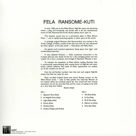 Fela Ransome Kuti & His Koola Lobitos - Fela Ransome Kuti & His
