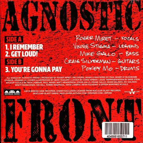 Agnostic Front - I Remember EP Grey Vinyl Edition
