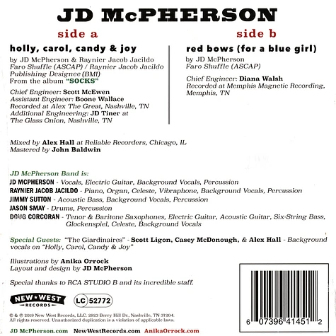 JD McPherson - Holly, Carol, Candy & Joy / Red Bows Colored Vinyl Edition