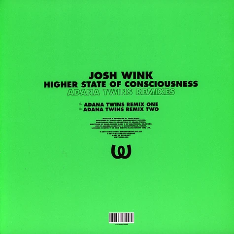 Josh Wink - Higher State Of Consciousness Adana Twins Remixes Black Vinyl Edition