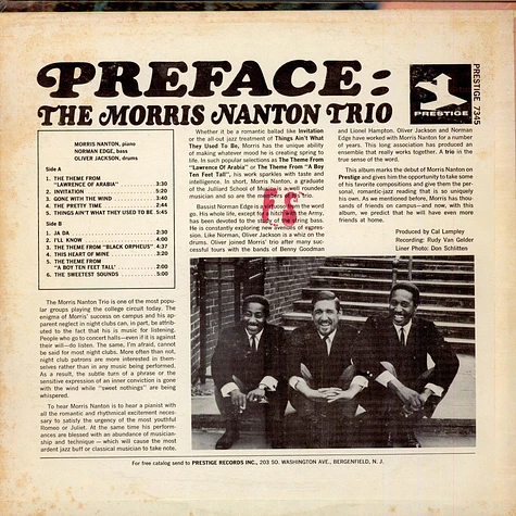 The Morris Nanton Trio - Preface