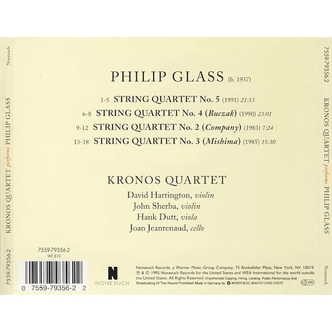 Kronos Quartet, Philip Glass - Kronos Quartet Performs Philip Glass
