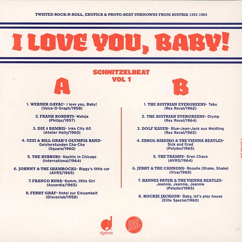 V.A. - Schnitzelbeat Volume 1 - I Love You, Baby! (Twisted Rock-N-Roll, Exotica & Proto-Beat Unknowns From Austria 1957-1965)