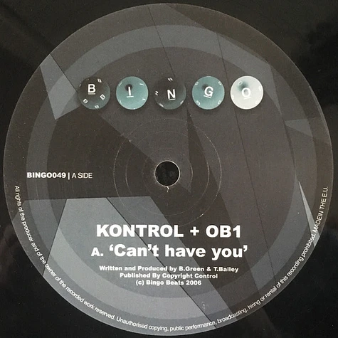 DJ Kontrol + OB1 - Can't Have You / Bad Minded