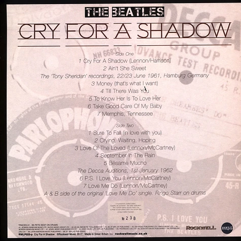 The Beatles - Cry For A Shadow Picture Disc Edition