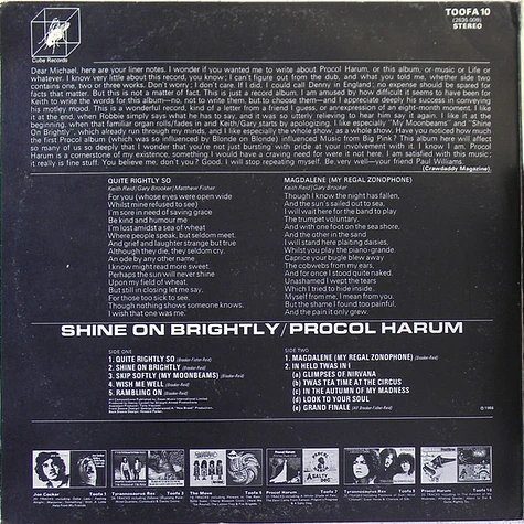 Procol Harum - Shine On Brightly / Home