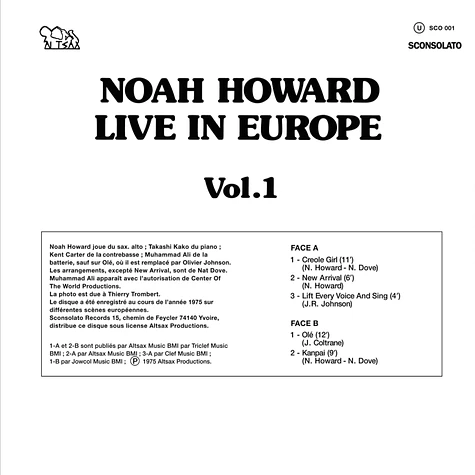 Noah Howard - Live In Europe - Vol. 1