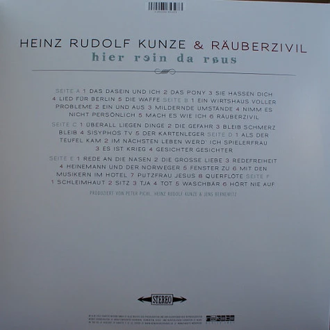 Heinz Rudolf Kunze & Räuberzivil - Hier Rein Da Raus