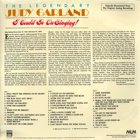 Judy Garland - The Legendary Judy Garland: I Could Go On Singing