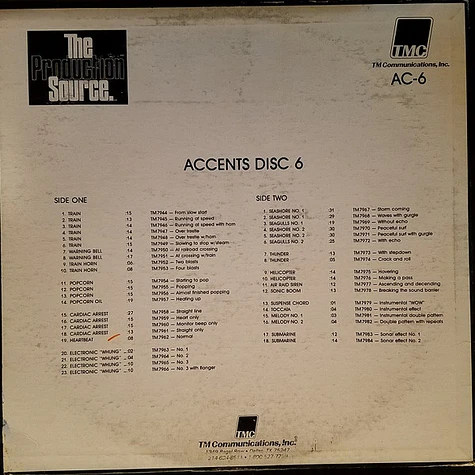 Unknown Artist - The Production Source. Accents Disc 6