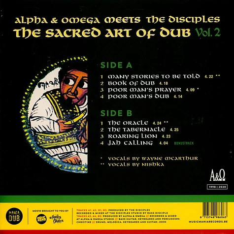 Alpha & Omega Meets The Disciples - The Sacred Art Of Dub Volume 2 Record Store Day 2020 Edition