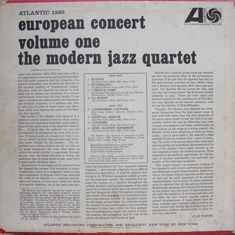 The Modern Jazz Quartet - European Concert : Volume One