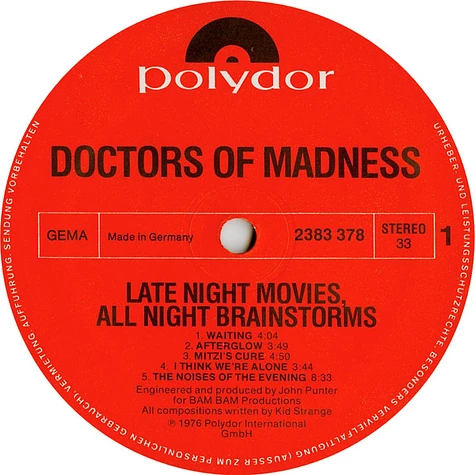 Doctors Of Madness - Late Night Movies, All Night Brainstorms