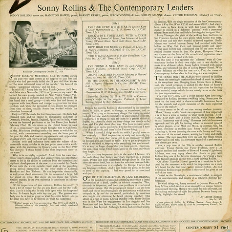 Sonny Rollins - Sonny Rollins And The Contemporary Leaders