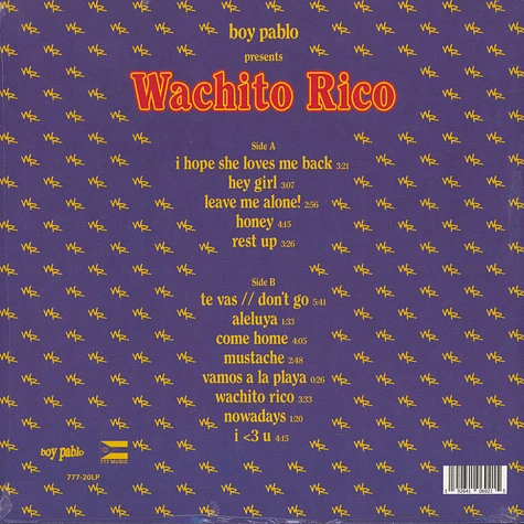 Boy Pablo - Wachito Rico Purple Vinyl Edition