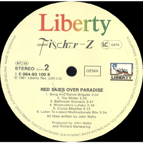 Fischer-Z - Red Skies Over Paradise
