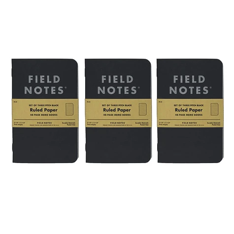 Field Notes - Pitch Black Ruled Memo Book 3-Pack