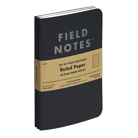 Field Notes - Pitch Black Ruled Memo Book 3-Pack