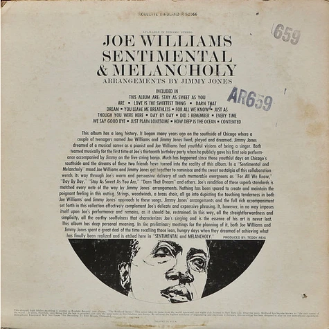 Joe Williams - Sentimental & Melancholy