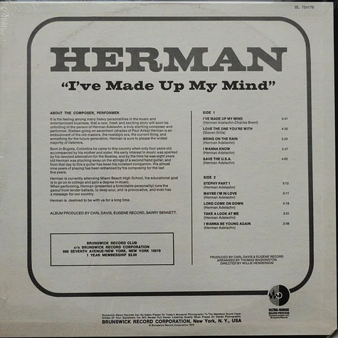 Herman Adelsohn - I've Made Up My Mind
