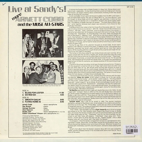 Arnett Cobb And The Muse All Stars - More Live At Sandy's