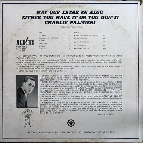 Charlie Palmieri - Hay Que Estar En Algo = Either You Have It Or You Don't!