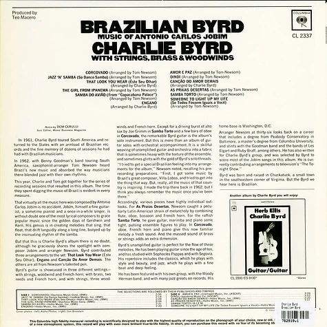 Charlie Byrd - Brazilian Byrd - Music Of Antonio Carlos Jobim With Strings, Brass & Woodwinds