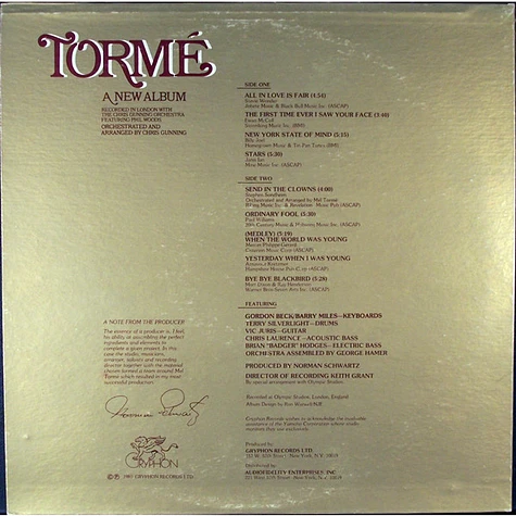 Mel Tormé - A New Album