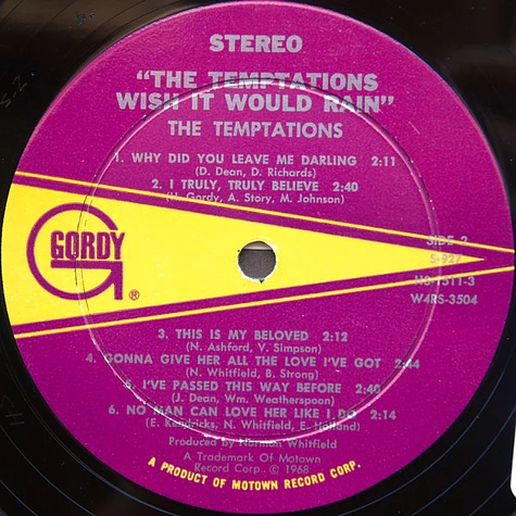 The Temptations - Wish It Would Rain