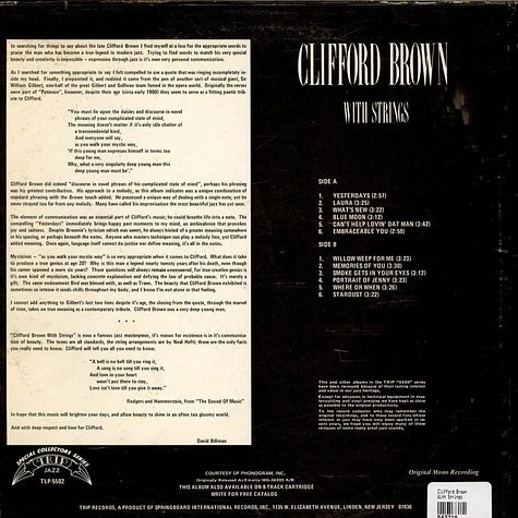 Clifford Brown - Clifford Brown With Strings - Vinyl LP - 1974