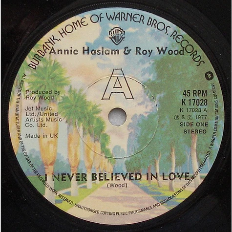 Annie Haslam & Roy Wood - I Never Believed In Love