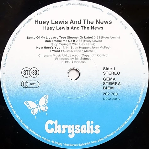 Huey Lewis & The News - Huey Lewis And The News