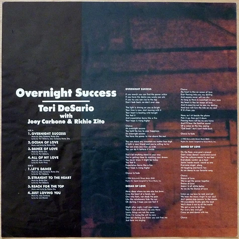 Teri Desario With Joey Carbone & Richie Zito - Overnight Success