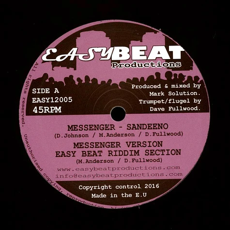 Sandeeno, Easy Beat Riddim / Mark Solution - Messenger, Version / Dub Is Message, Dub