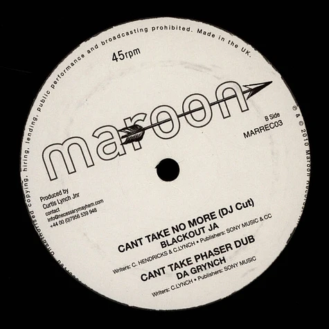 Brinsley Forde, Da Grynch / Blackout, Da Grynch - Can't Take No More, Better Dub / DJ Cut, Phaser Dub