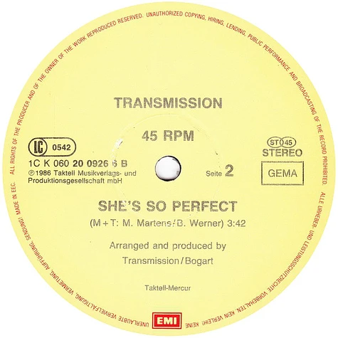 Transmission - Angel / She's So Perfect