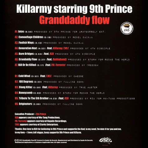 9th Prince of Killarmy - Granddaddy Flow Black Vinyl Edition