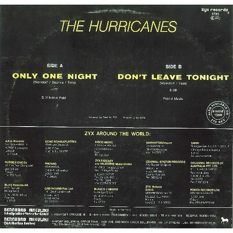 The Hurricanes - Only One Night