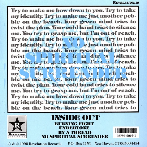 Inside Out - No Spiritual Surrender Purple Vinyl Edition