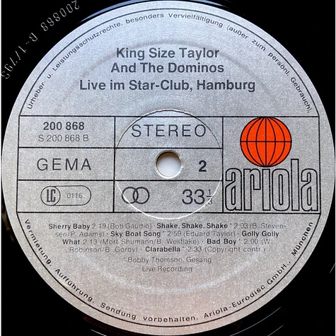 King Size Taylor & The Dominoes - Live Im Star-Club Hamburg Volume 1