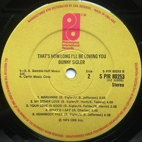 Bunny Sigler - That's How Long I'll Be Loving You