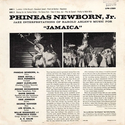 Phineas Newborn Jr. - Plays Harold Arlen's Music From Jamaica