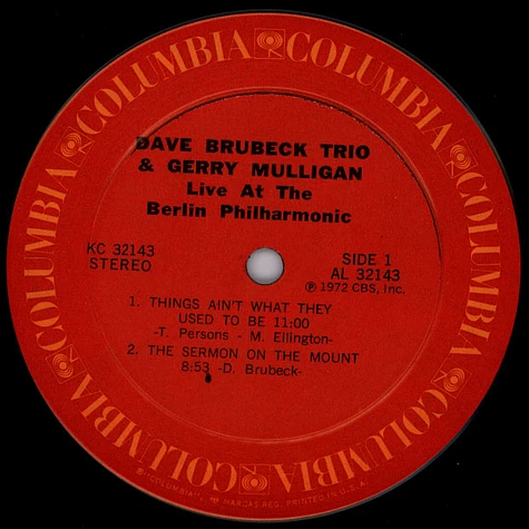 The Dave Brubeck Trio Featuring Gerry Mulligan - Live At The Berlin Philharmonic