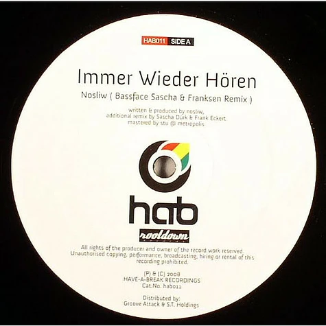 Nosliw - Immer Wieder Hören (Bassface Sascha & Franksen Remix) / Mehr Davon (Bassface Sascha & Franksen Remix)